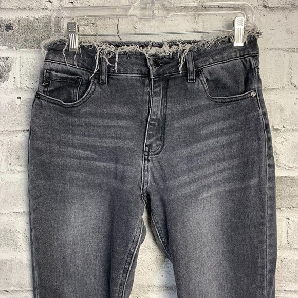 KanCan Ankle Fray Washed Faded Black Mid Rise Ankle Jeans - Picture 2 of 10